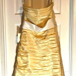 NWT Bill Levkoff yellow strapless bridesmaids dress size 10